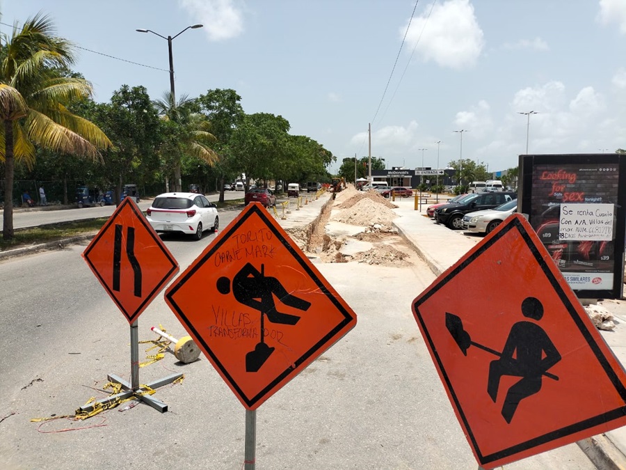 Caos vial en Villas del Mar por obras de drenaje y retiro de glorieta