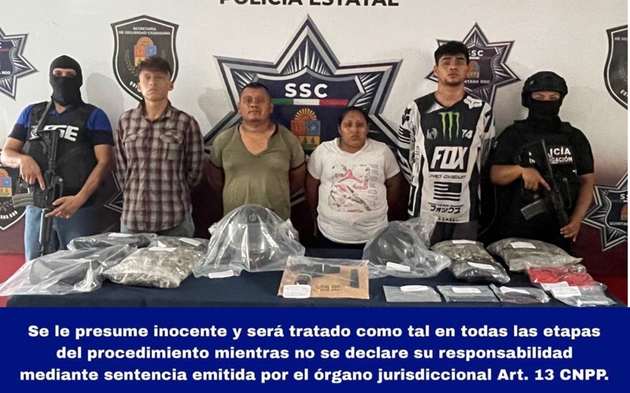 Detienen a 4 personas en Cancún con casi medio millar de dosis de marihuana